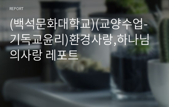 (백석문화대학교)(교양수업-기독교윤리)환경사랑,하나님의사랑 레포트