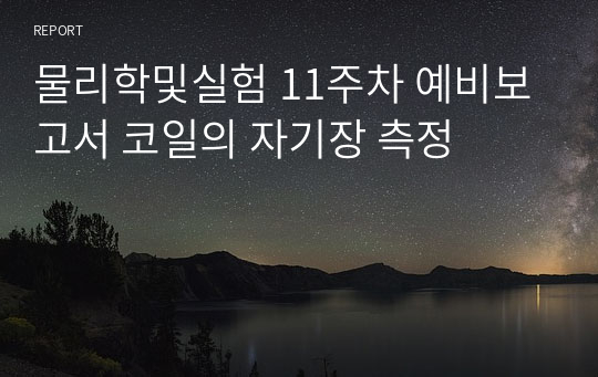 물리학및실험 11주차 예비보고서 코일의 자기장 측정