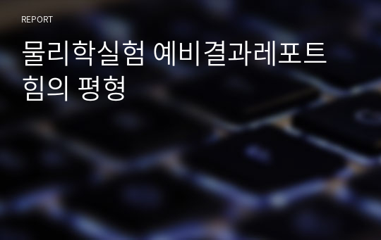 물리학실험 예비결과레포트 힘의 평형