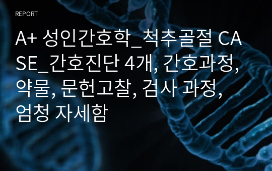 A+ 성인간호학_척추골절 CASE_간호진단 4개, 간호과정, 약물, 문헌고찰, 검사 과정, 엄청 자세함