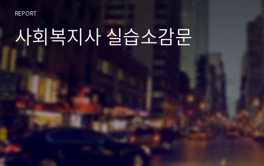 사회복지사 실습소감문