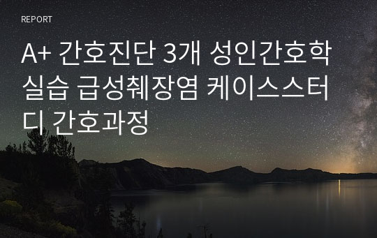 A+ 간호진단 3개 성인간호학실습 급성췌장염 케이스스터디 간호과정