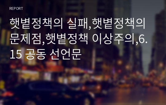 햇볕정책의 실패,햇볕정책의 문제점,햇볕정책 이상주의,6.15 공동 선언문