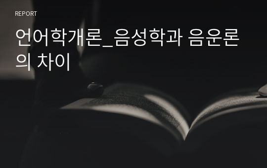 언어학개론_음성학과 음운론의 차이