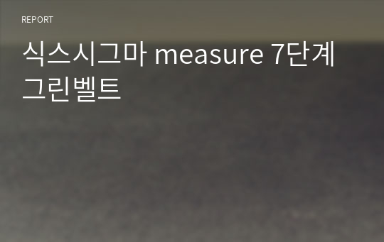 식스시그마 measure 7단계 그린벨트