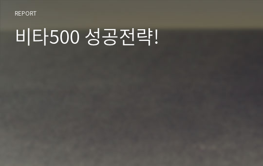 비타500 성공전략!