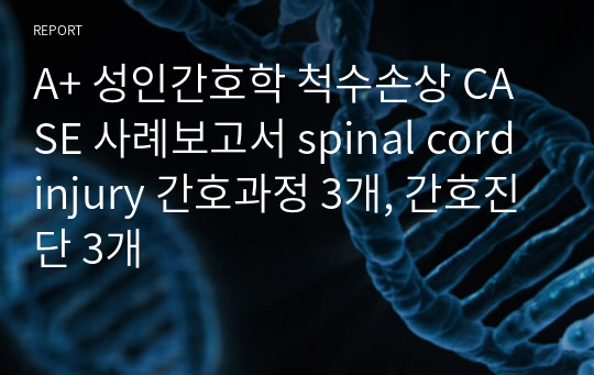 A+ 성인간호학 척수손상 CASE 사례보고서 spinal cord injury 간호과정 3개, 간호진단 3개