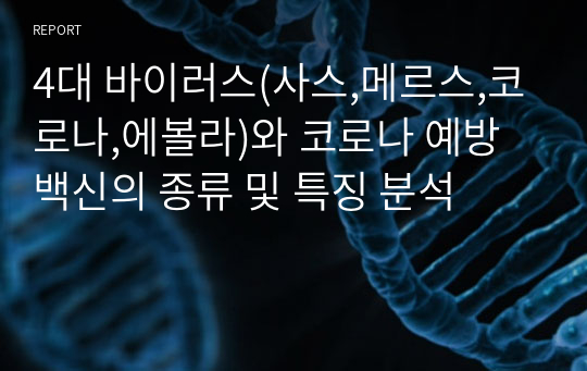 4대 바이러스(사스,메르스,코로나,에볼라)와 코로나 예방백신의 종류 및 특징 분석