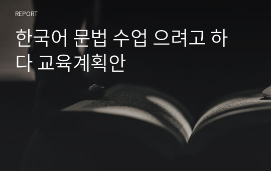 한국어 문법 수업 으려고 하다 교육계획안