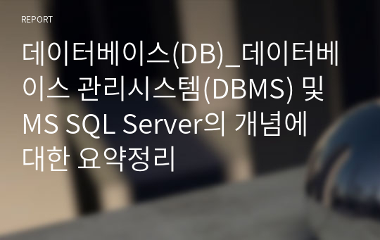 데이터베이스(DB)_데이터베이스 관리시스템(DBMS) 및 MS SQL Server의 개념에 대한 요약정리