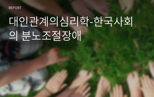 대인관계의심리학-한국사회의 분노조절장애