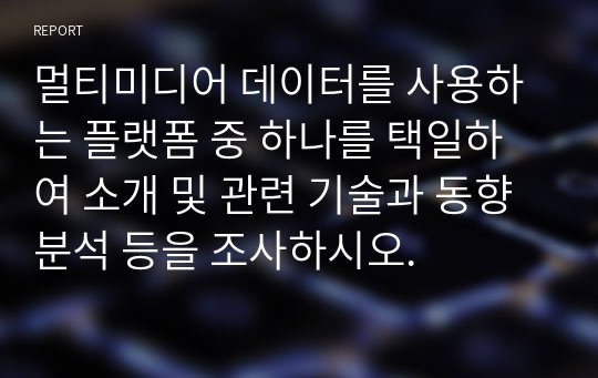 멀티미디어 데이터를 사용하는 플랫폼 중 하나를 택일하여 소개 및 관련 기술과 동향 분석 등을 조사하시오.