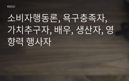 소비자행동론, 욕구충족자, 가치추구자, 배우, 생산자, 영향력 행사자