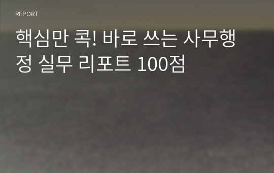 핵심만 콕! 바로 쓰는 사무행정 실무 리포트 100점