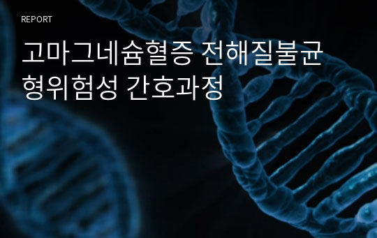 고마그네슘혈증 전해질불균형위험성 간호과정