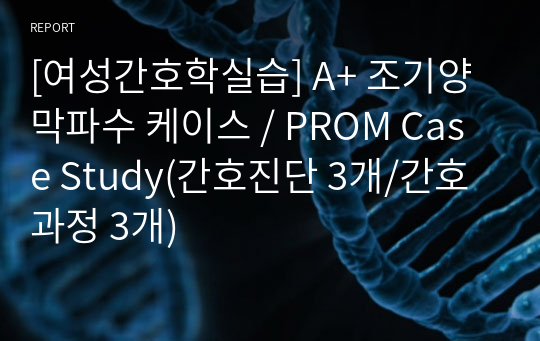 [여성간호학실습] A+ 조기양막파수 케이스 / PROM Case Study(간호진단 3개/간호과정 3개)