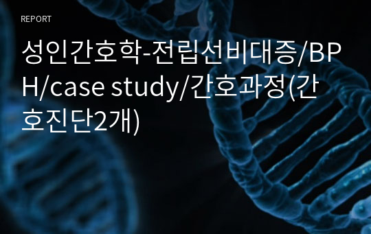 성인간호학-전립선비대증/BPH/case study/간호과정(간호진단2개)