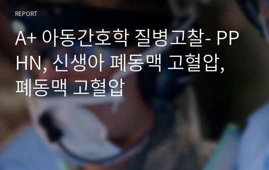 A+ 아동간호학 질병고찰- PPHN, 신생아 폐동맥 고혈압, 폐동맥 고혈압