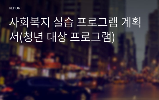 사회복지 실습 프로그램 계획서(청년 대상 프로그램)