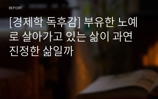 [경제학 독후감] 부유한 노예로 살아가고 있는 삶이 과연 진정한 삶일까