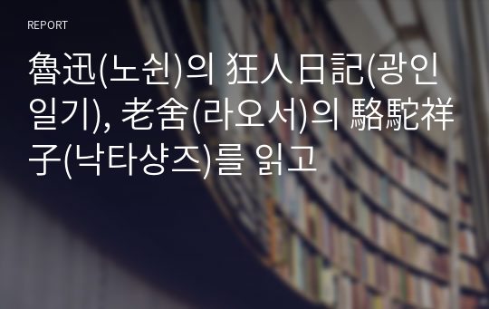 魯迅(노쉰)의 狂人日記(광인일기), 老舍(라오서)의 駱駝祥子(낙타샹즈)를 읽고