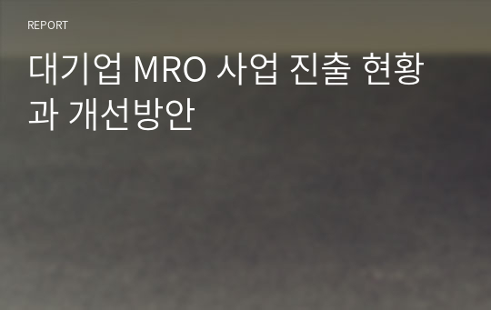 대기업 MRO 사업 진출 현황과 개선방안