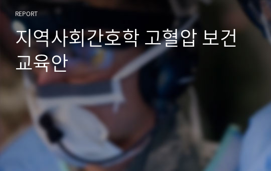 지역사회간호학 고혈압 보건교육안