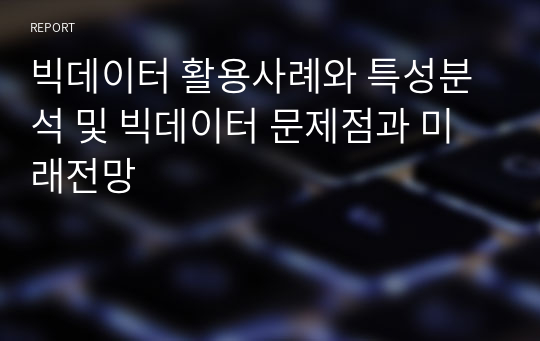 빅데이터 활용사례와 특성분석 및 빅데이터 문제점과 미래전망