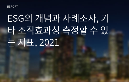 ESG의 개념과 사례조사, 기타 조직효과성 측정할 수 있는 지표, 2021