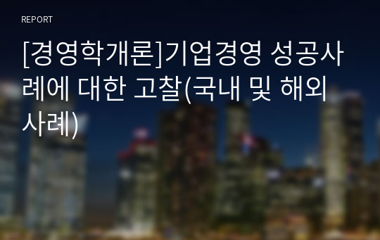 [경영학개론]기업경영 성공사례에 대한 고찰(국내 및 해외 사례)