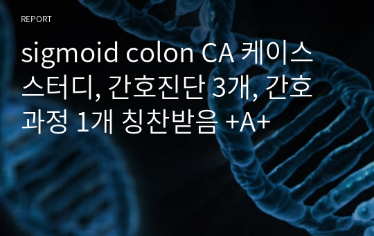 sigmoid colon CA 케이스스터디, 간호진단 3개, 간호과정 1개 칭찬받음 +A+
