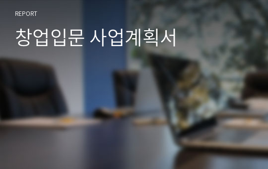 창업입문 사업계획서