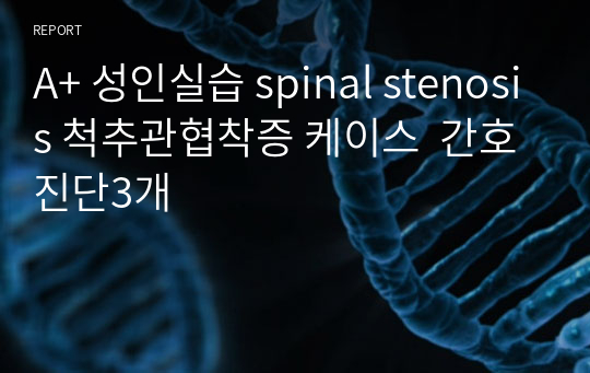 A+ 성인실습 spinal stenosis 척추관협착증 케이스  간호진단3개