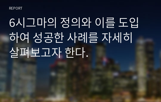 6시그마의 정의와 이를 도입하여 성공한 사례를 자세히 살펴보고자 한다.