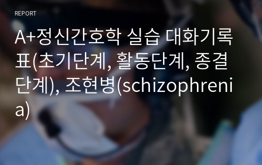 A+정신간호학 실습 대화기록표(초기단계, 활동단계, 종결단계), 조현병(schizophrenia)