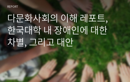 다문화사회의 이해 레포트, 한국대학 내 장애인에 대한 차별, 그리고 대안