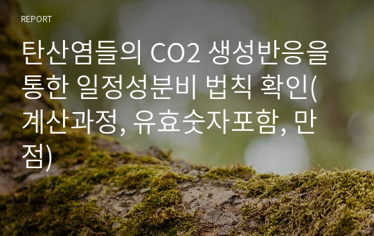 탄산염들의 CO2 생성반응을 통한 일정성분비 법칙 확인(계산과정, 유효숫자포함, 만점)