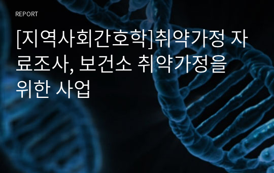 [지역사회간호학]취약가정 자료조사, 보건소 취약가정을 위한 사업