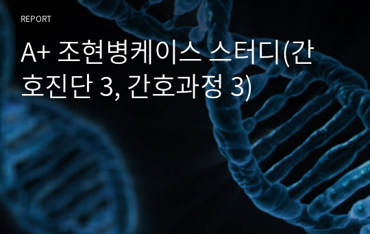 A+ 조현병케이스 스터디(간호진단 3, 간호과정 3)