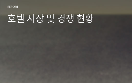 호텔 시장 및 경쟁 현황