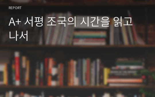 A+ 서평 조국의 시간을 읽고 나서