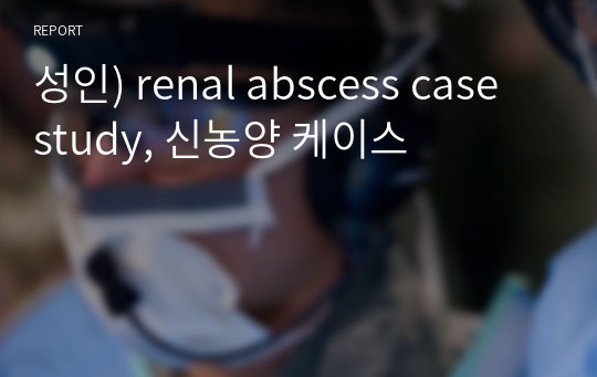 성인) renal abscess case study, 신농양 케이스