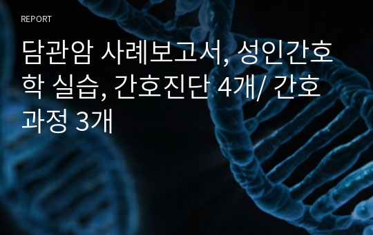 담관암 사례보고서, 성인간호학 실습, 간호진단 4개/ 간호과정 3개