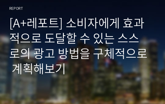 [A+레포트] 소비자에게 효과적으로 도달할 수 있는 스스로의 광고 방법을 구체적으로 계획해보기