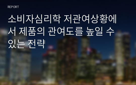 소비자심리학 저관여상황에서 제품의 관여도를 높일 수 있는 전략