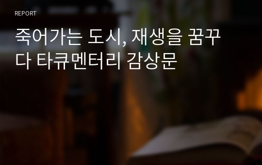 죽어가는 도시, 재생을 꿈꾸다 타큐멘터리 감상문