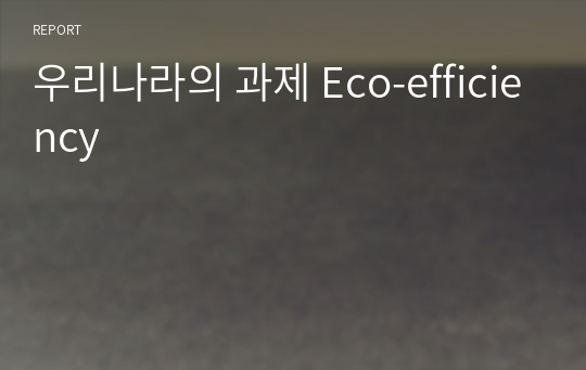 우리나라의 과제 Eco-efficiency