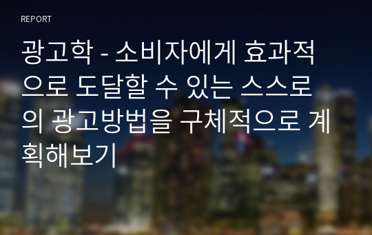 광고학 - 소비자에게 효과적으로 도달할 수 있는 스스로의 광고방법을 구체적으로 계획해보기