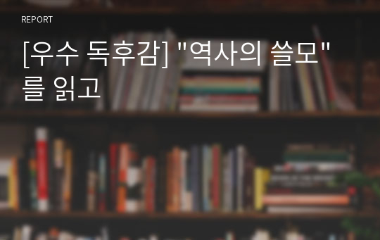 [우수 독후감] &quot;역사의 쓸모&quot;를 읽고