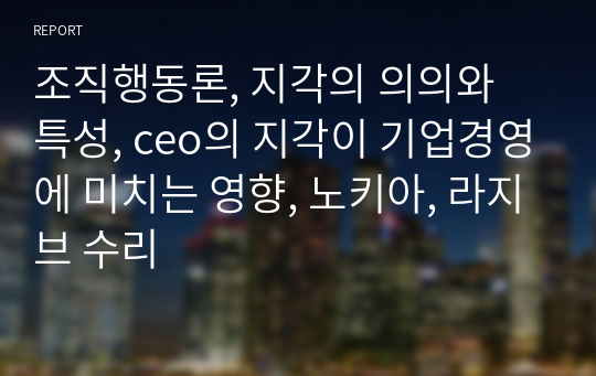 조직행동론, 지각의 의의와 특성, ceo의 지각이 기업경영에 미치는 영향, 노키아, 라지브 수리